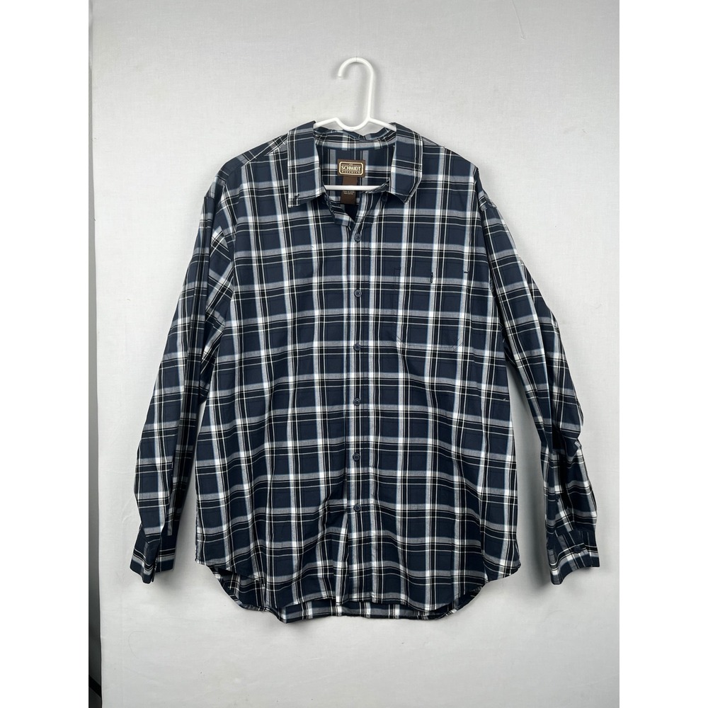 C.E. Schmidt‎ Workwear Shirt Mens XL Plaid Button Down Long Sleeve Blue Cotton